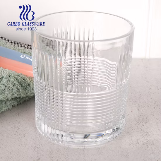 Gobelet en verre gaufré exclusif de 315 ml avec couvercle à pompe Distributeur de savon liquide pour verrerie de salle de bain