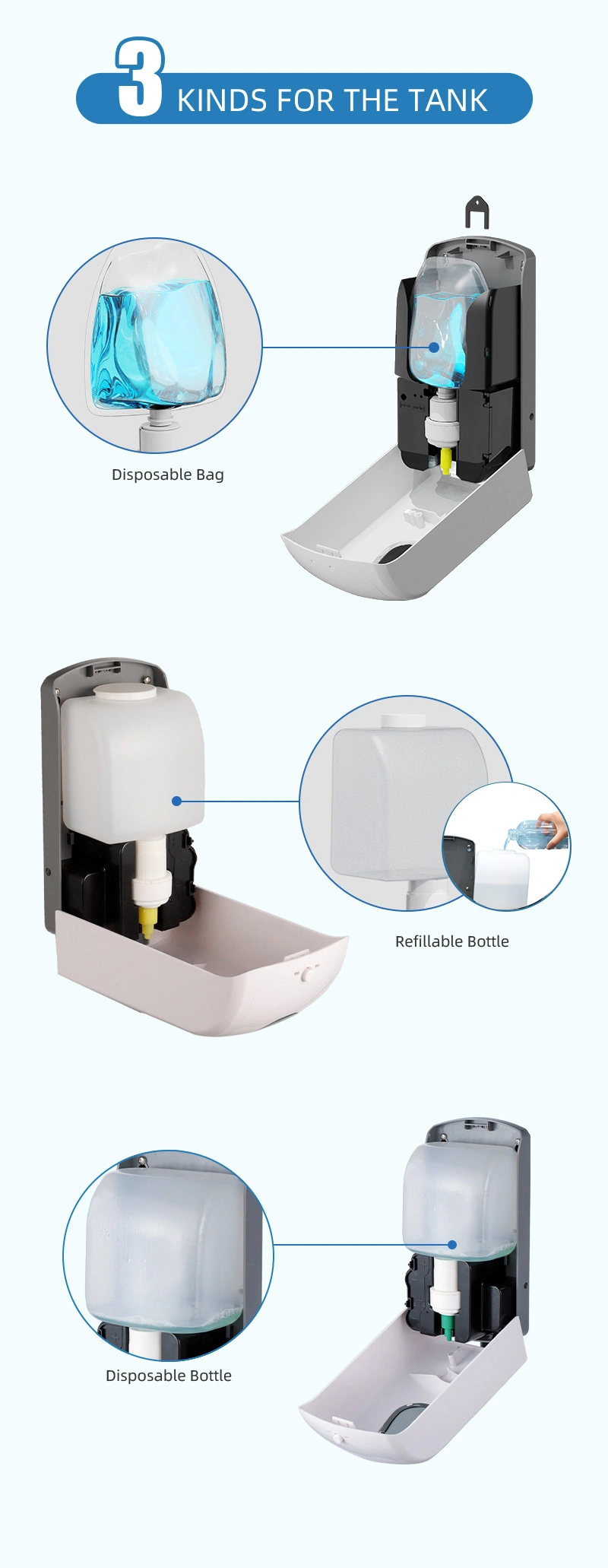 Hand Hygiene Table Standing Adjust Dose 1000ml Auto Spray Soap Dispenser