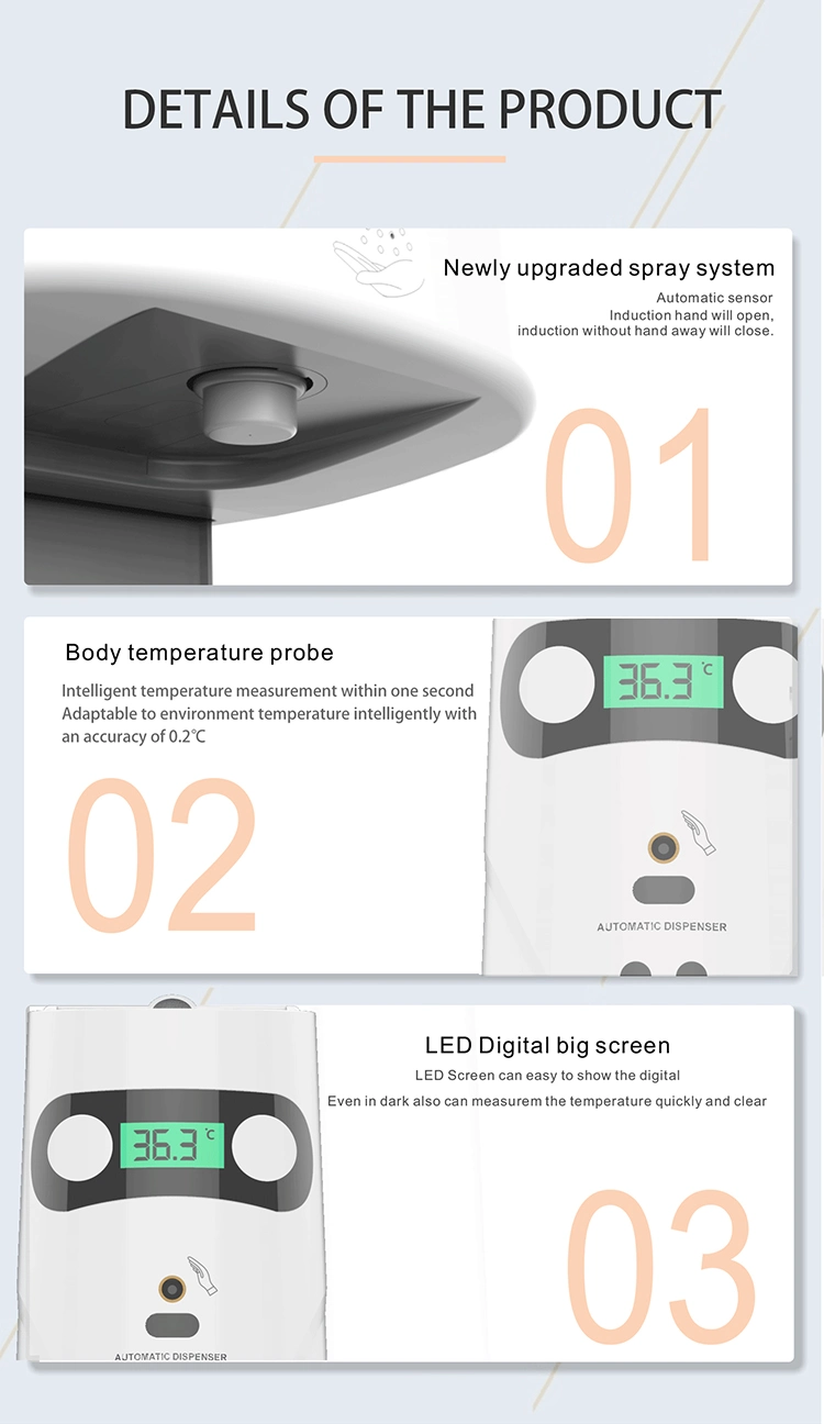 Touchless Intelligent Temperature Measurement Soap Dispenser with Large Capacity